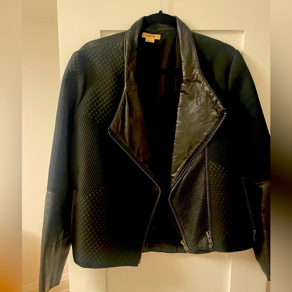 Helmut Lang textured leather moto jacket